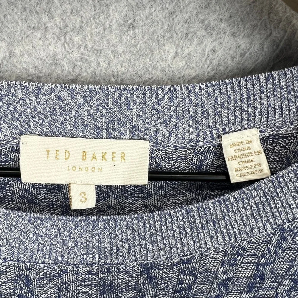 Ted Baker Iolana Ribbed Knit Sweater Womens 3 Blue‎ Long Sleeve Viscose Pullover